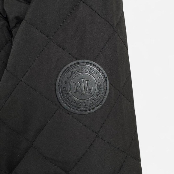 Ralph Lauren Quilted Jacket Womens Medium Black Snap Front Riding Coat - Picture 4 of 8